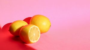 Preview wallpaper lemons, fruit, citrus, yellow, pink