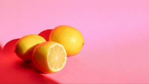 Preview wallpaper lemons, fruit, citrus, yellow, pink