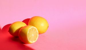 Preview wallpaper lemons, fruit, citrus, yellow, pink