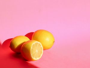 Preview wallpaper lemons, fruit, citrus, yellow, pink