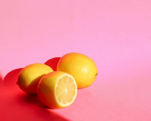 Preview wallpaper lemons, fruit, citrus, yellow, pink