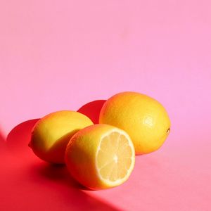 Preview wallpaper lemons, fruit, citrus, yellow, pink