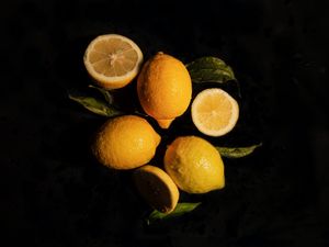 Preview wallpaper lemons, fruit, citrus, yellow, wet