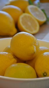 Preview wallpaper lemons, fruit, citrus, bowl, yellow