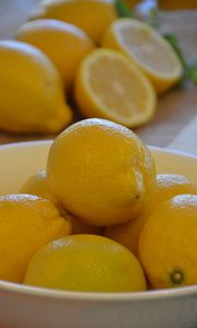 Preview wallpaper lemons, fruit, citrus, bowl, yellow