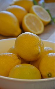 Preview wallpaper lemons, fruit, citrus, bowl, yellow