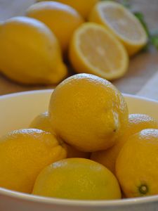 Preview wallpaper lemons, fruit, citrus, bowl, yellow