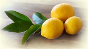 Preview wallpaper lemons, leaves, yellow, citron