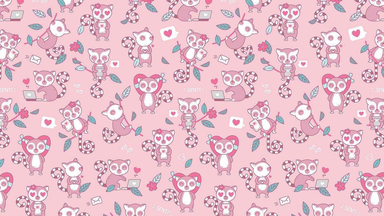 Wallpaper lemurs, love, pattern, art, vector