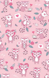 Preview wallpaper lemurs, love, pattern, art, vector