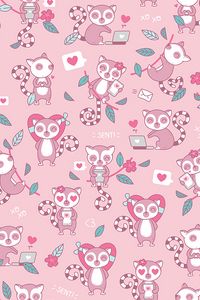 Preview wallpaper lemurs, love, pattern, art, vector