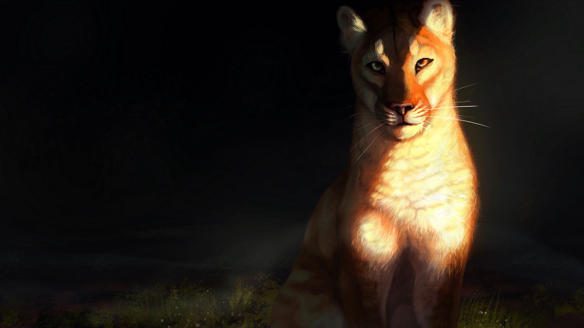 Download wallpaper 1920x1080 lioness, big cat, glance, art full hd ...