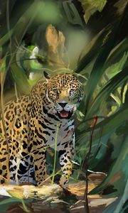 Preview wallpaper leopard, big cat, predator, art