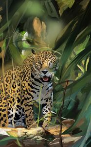 Preview wallpaper leopard, big cat, predator, art
