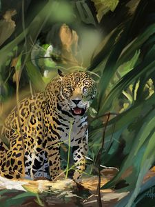 Preview wallpaper leopard, big cat, predator, art