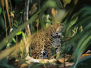 Preview wallpaper leopard, big cat, predator, art