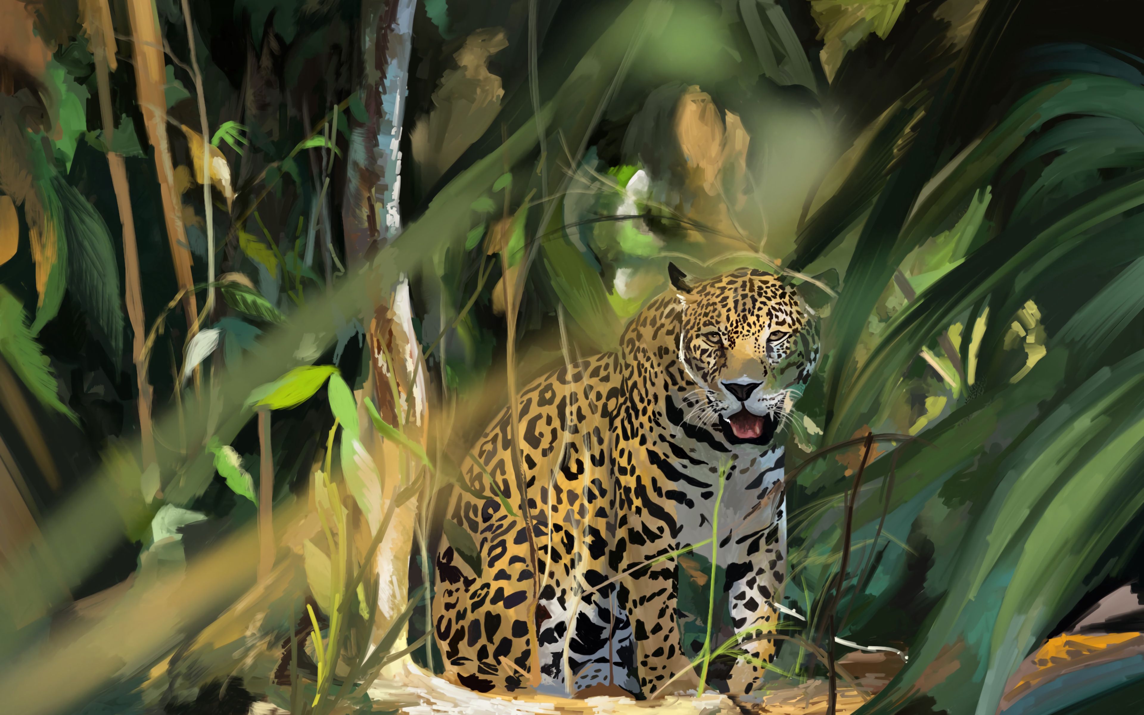 Download Wallpaper 3840x2400 Leopard Big Cat Predator Art 4k Ultra