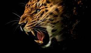 Preview wallpaper leopard, grin, aggression, art
