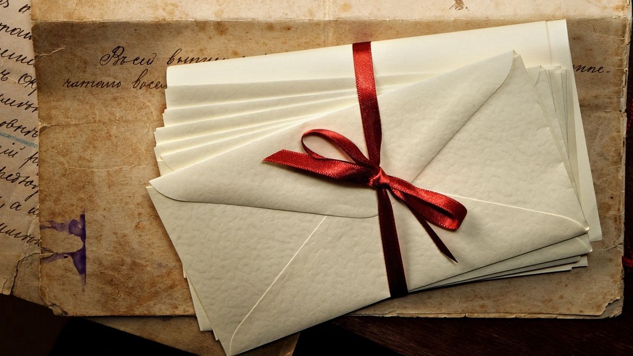 Wallpaper letters, envelopes, ribbon, ink, paper, old, vintage