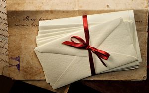 Preview wallpaper letters, envelopes, ribbon, ink, paper, old, vintage