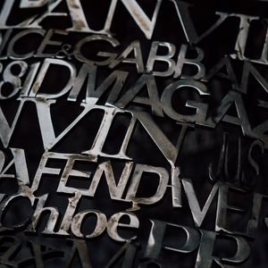Preview wallpaper letters, metallic, silver, dark