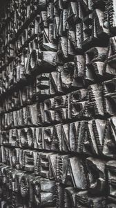Preview wallpaper letters, wall, relief, stone, texture