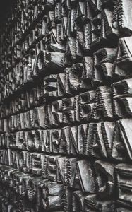 Preview wallpaper letters, wall, relief, stone, texture