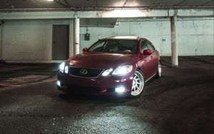 Preview wallpaper lexus, car, red, front view, parking