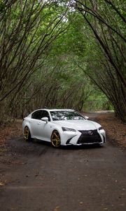 Preview wallpaper lexus gs350, lexus, car, white, road