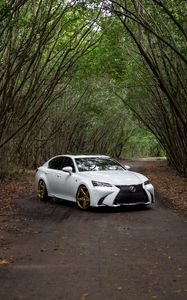 Preview wallpaper lexus gs350, lexus, car, white, road