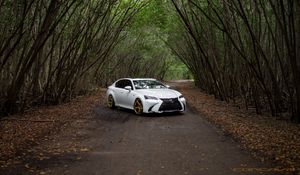 Preview wallpaper lexus gs350, lexus, car, white, road