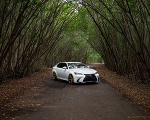 Preview wallpaper lexus gs350, lexus, car, white, road