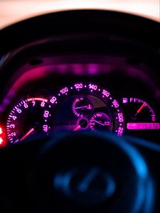 Preview wallpaper lexus is 200, lexus, speedometer, interior, glow