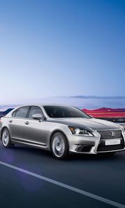 Preview wallpaper lexus, ls-eu, silver, movement, city