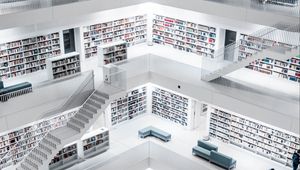 Preview wallpaper library, books, architecture, interior