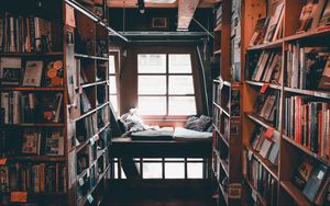 Preview wallpaper library, books, reading, comfort, shelves