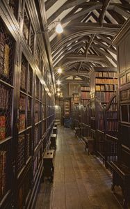 Preview wallpaper library, books, room, interior, wooden