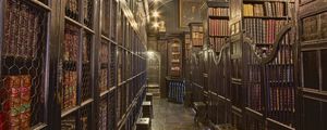 Preview wallpaper library, books, room, interior, wooden