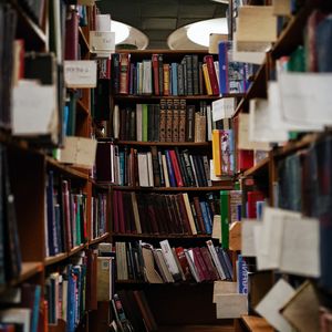 Preview wallpaper library, books, shelves, racks