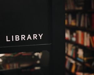 Preview wallpaper library, inscription, sign, black