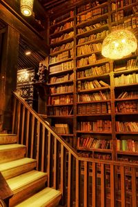 Preview wallpaper library, staircase, room, light, wooden