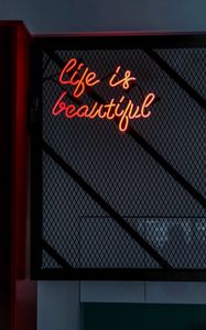 Preview wallpaper life, beautiful, neon, words, light, mesh, dark