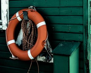 Preview wallpaper life buoy, rope, orange