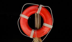 Preview wallpaper lifebuoy, circle, rope, tree, pier