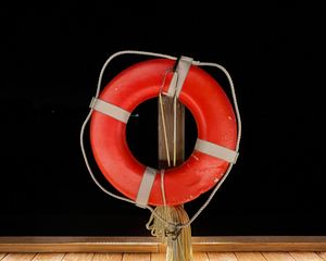 Preview wallpaper lifebuoy, circle, rope, tree, pier