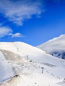 Preview wallpaper lift, mountains, caucasus, snow, dombai