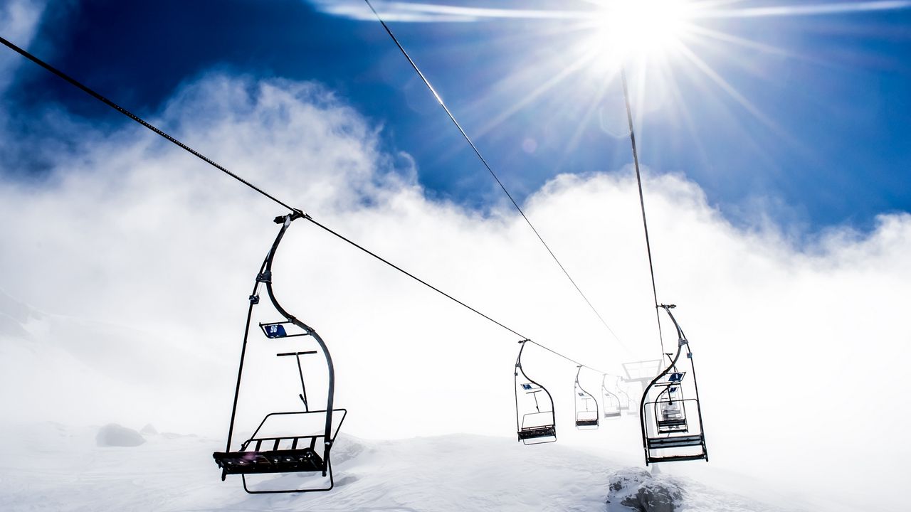 Wallpaper lift, sky, snow, mountains