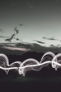 Preview wallpaper light art, long exposure, sunset, field, night