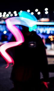 Preview wallpaper light, blur, long exposure, silhouette, dark