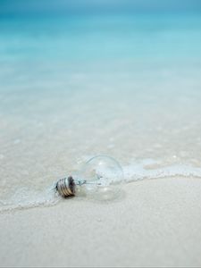 Preview wallpaper light bulb, beach, water, waves, sand